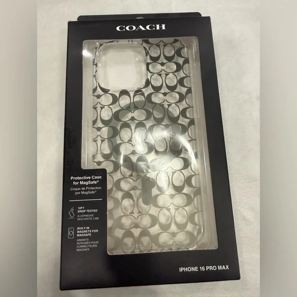 Coach Signature Pattern MagSafe Case - Black and Gray iPhone 16 Pro Max - Picture 2 of 4